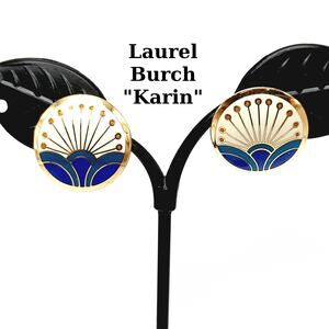 Laurel Burch "Kirin" Post Earrings, Vintage 1980s Enamel Earrings, Gold Plated